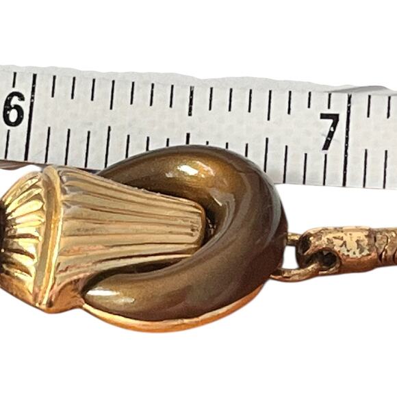 Vintage Trifari Womens Gold Tone Chocker Necklace Brown Mid Century - Picture 4 of 8